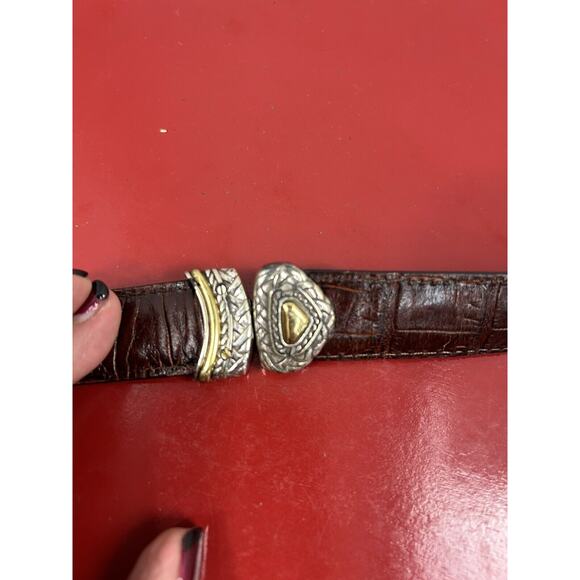 Brighton Marcus Two-Tone Black & Brown Reversible Belt‎ Size S 28 40210 33.5" - Picture 4 of 10